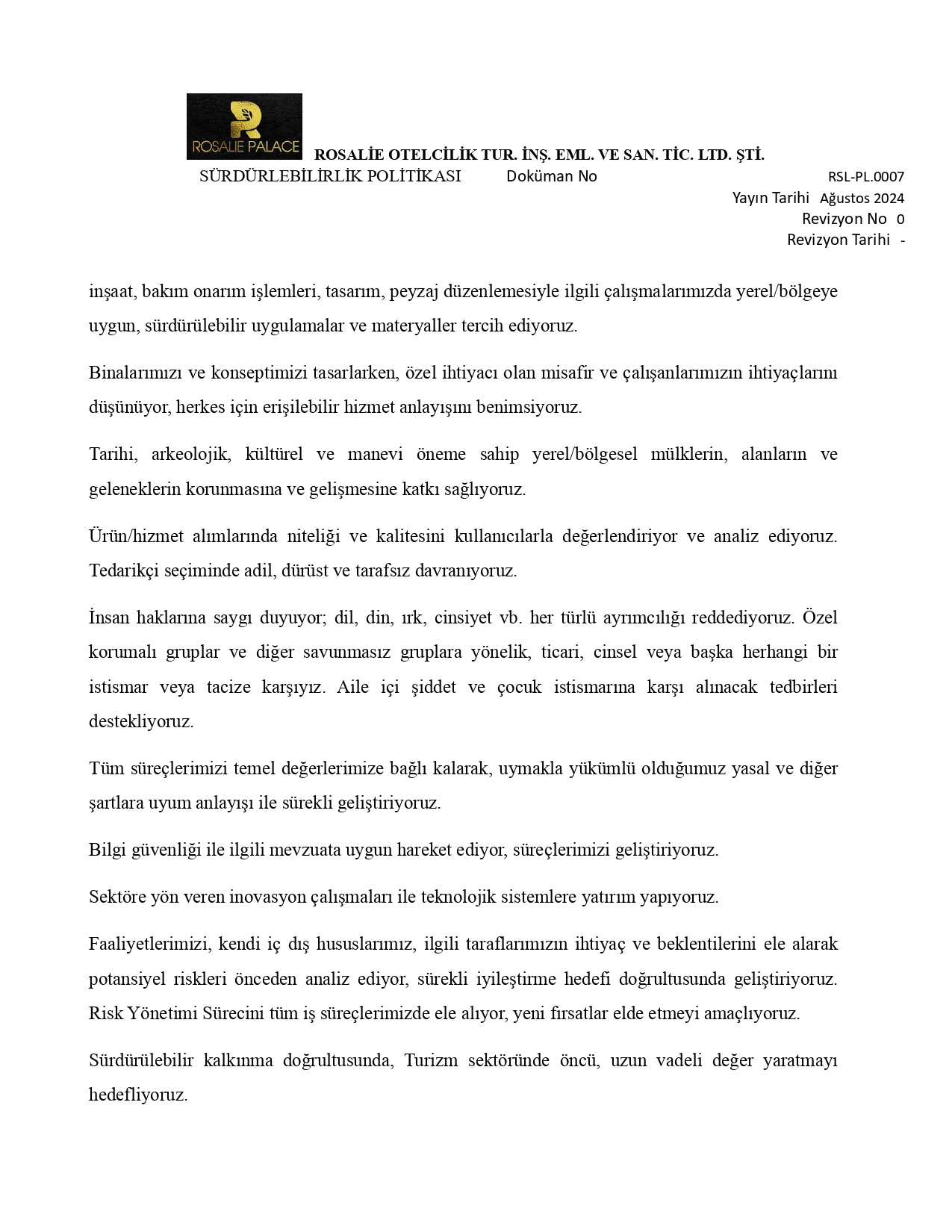 Otel Politikaları 2
